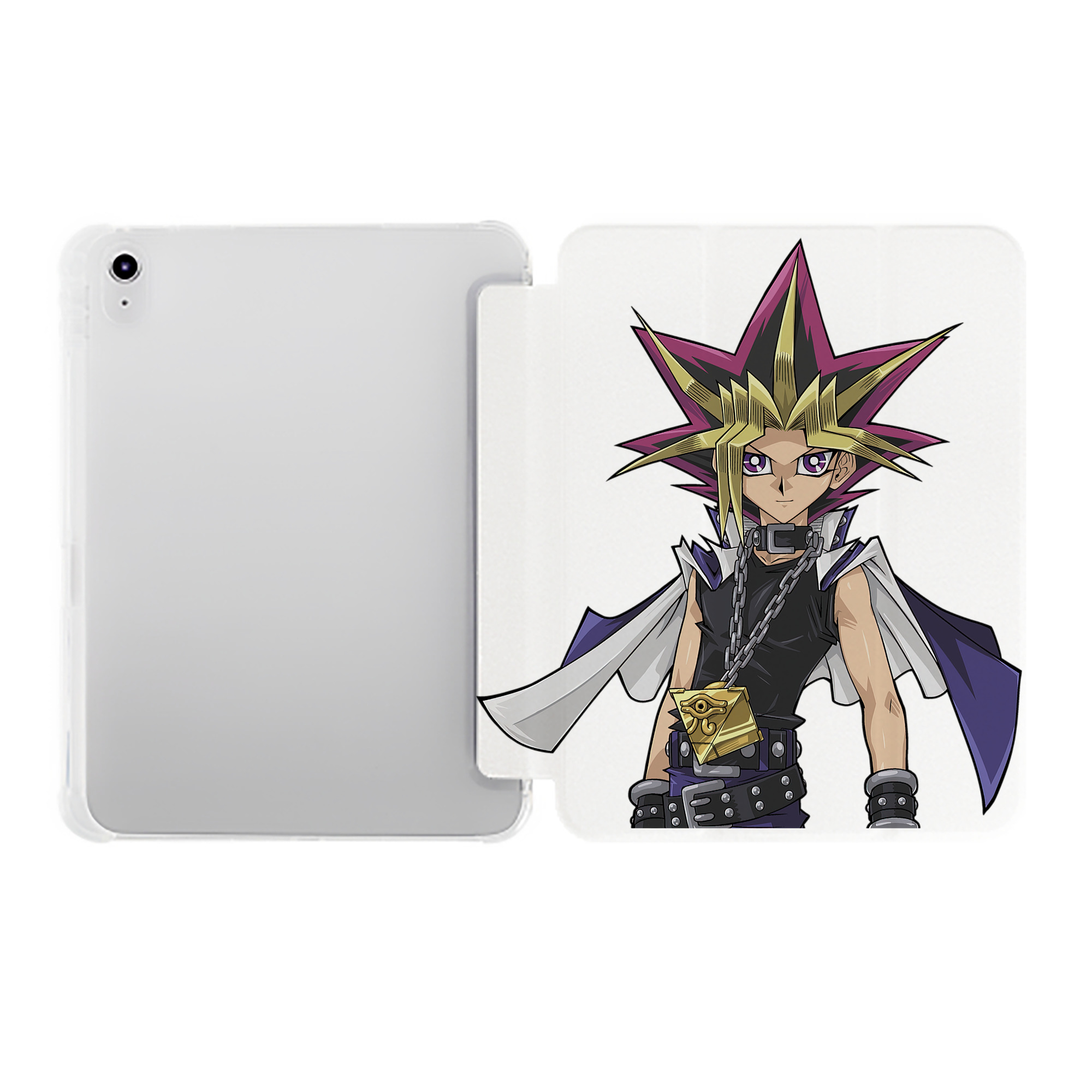 （画像用） 遊☆戯☆王 Yu-Gi-Oh! IPad ケース ペン収納付き 三つ折りスタンド PUレザー×シリコン 対応機種9.5/10.5/10.9インチ